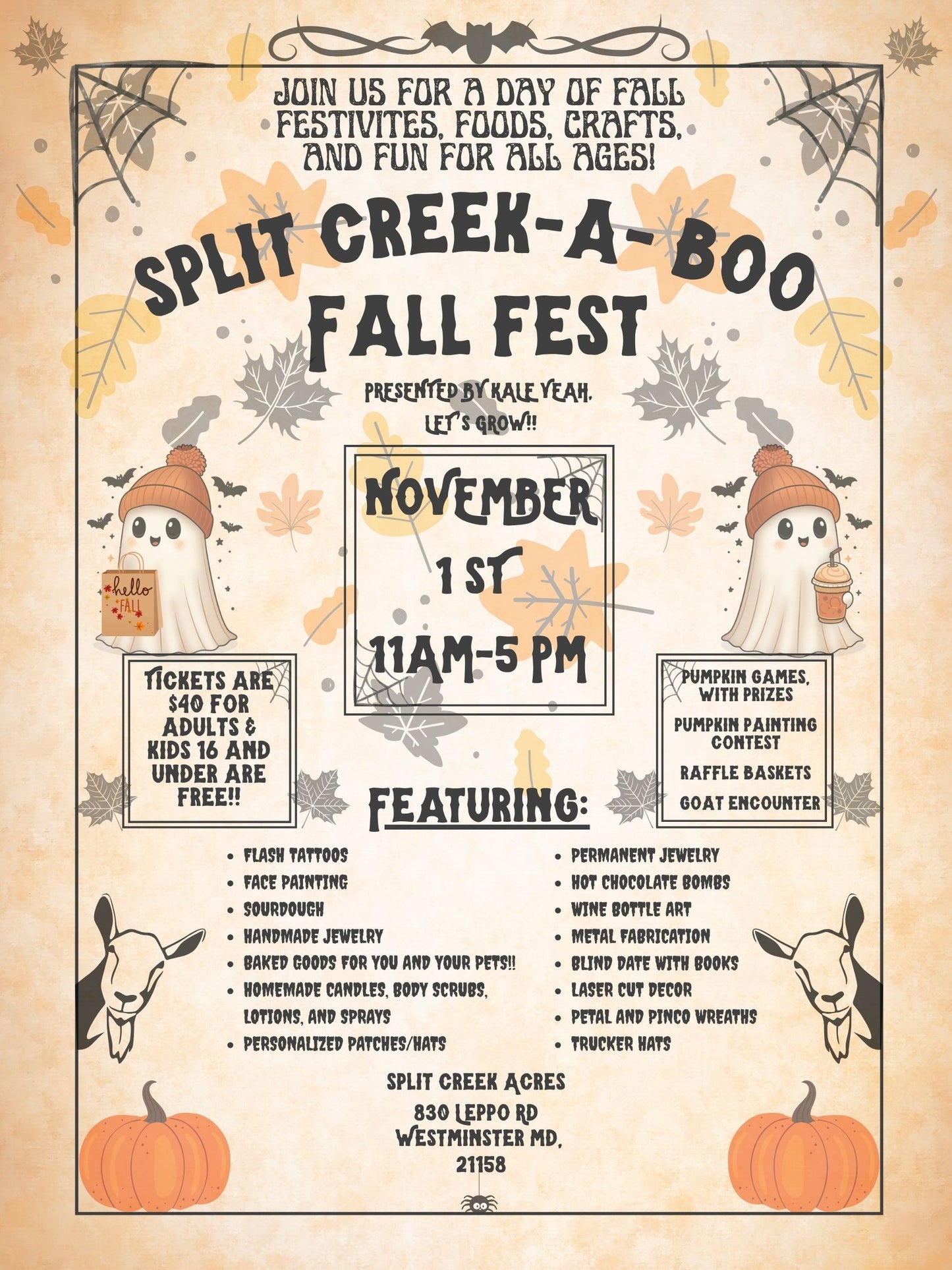 Split Creek - A - Boo Fall Fest 11/1/25 Rain or shine from 11 am- 5 pm!!!